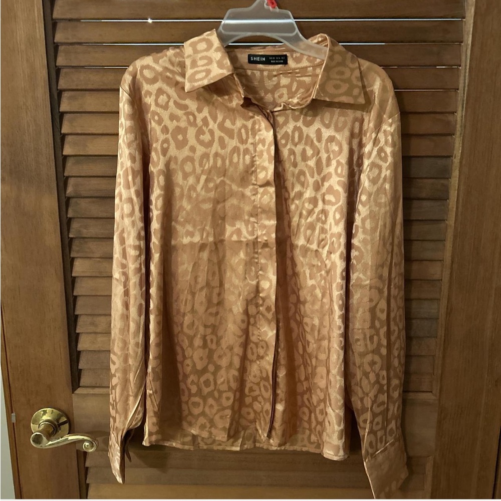 SHEIN Leopard Print Satin Blouse